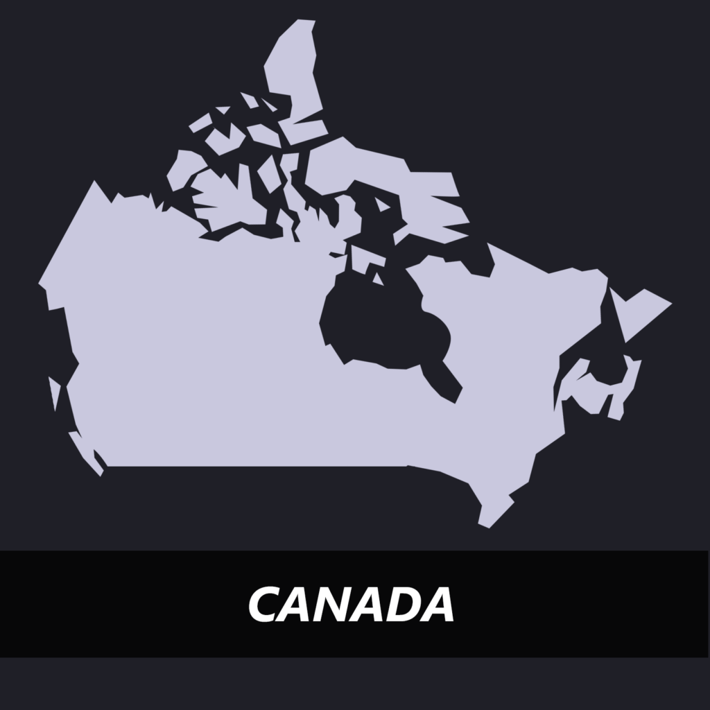 Image of Canada with the text Canada over top.